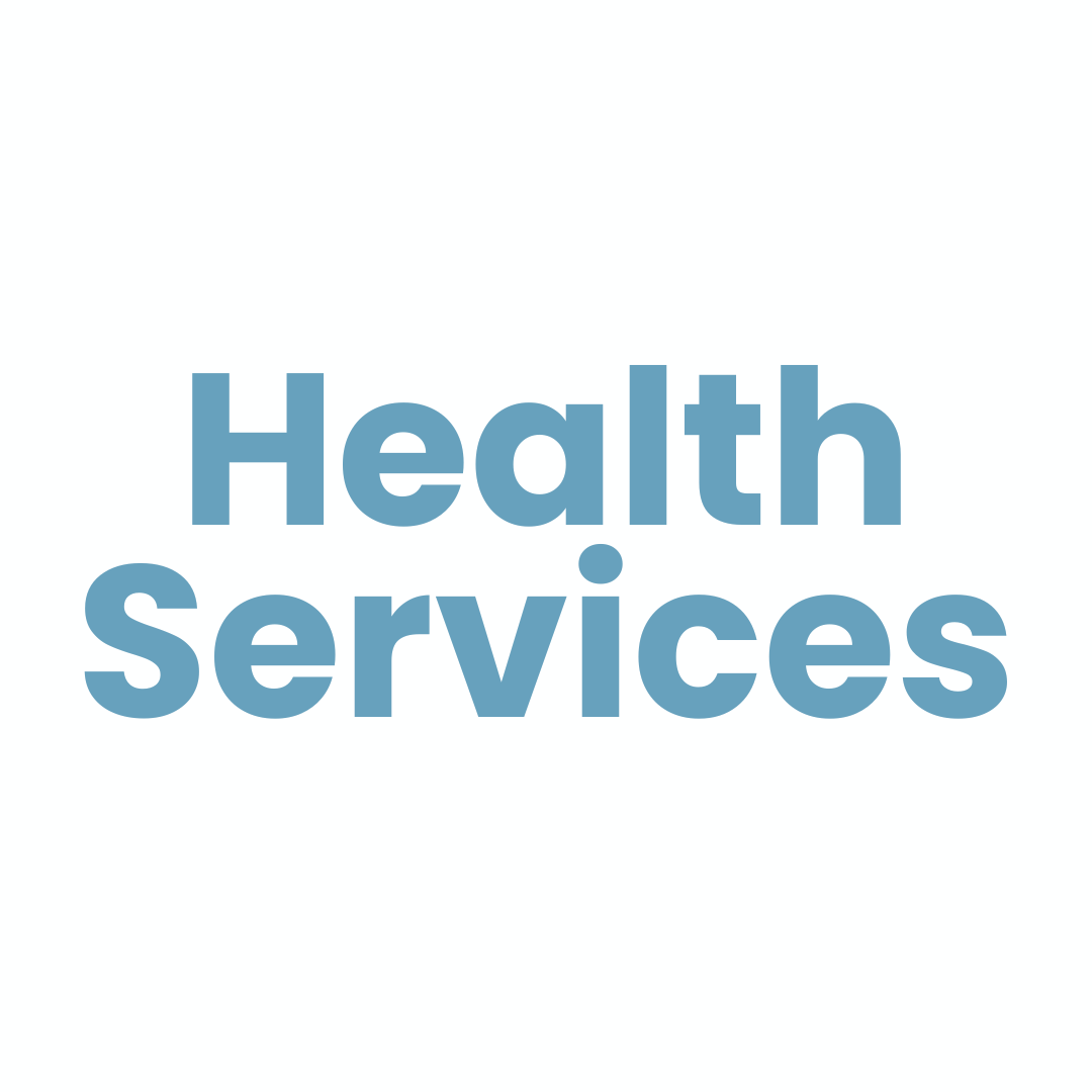 The words Health Services in blue type on a white background