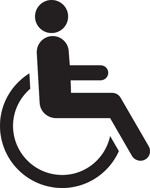 Wheelchair icon in black on transparent background denoting that the event is wheelchair friendly