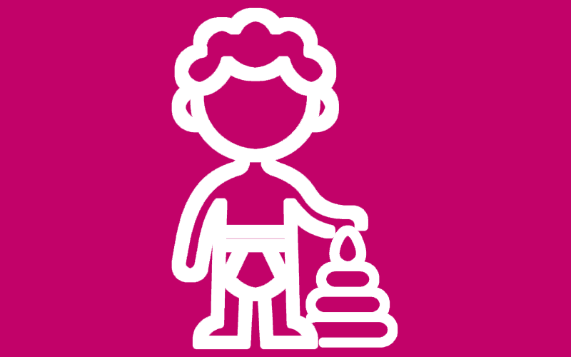 drawing of a child standing next to a pile of stacking toys