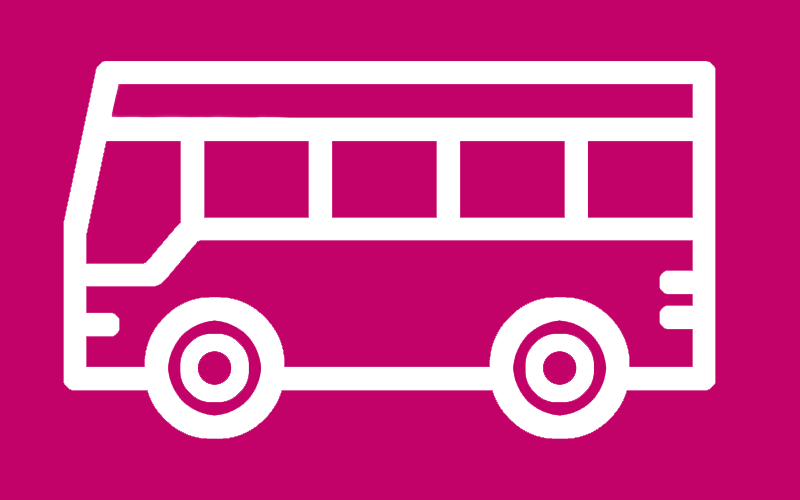 a drawing of a bus driving from left to right